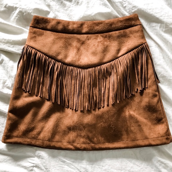 SHEIN Dresses & Skirts - Camel fringed Skirt, SHEIN